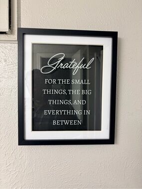 Grateful Wall Art Print in Black and White Frame